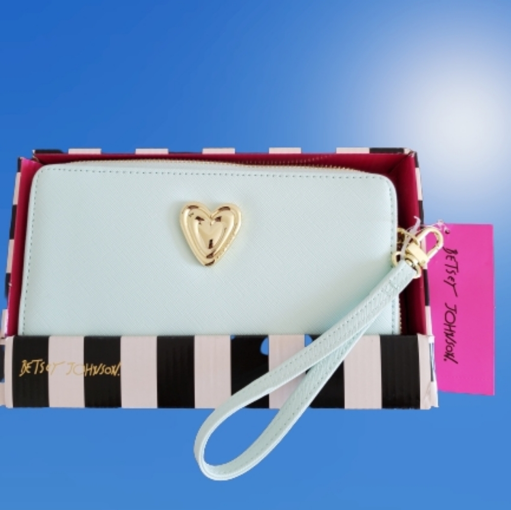 Betsey Johnson zip around wallet/wristlet, blue
